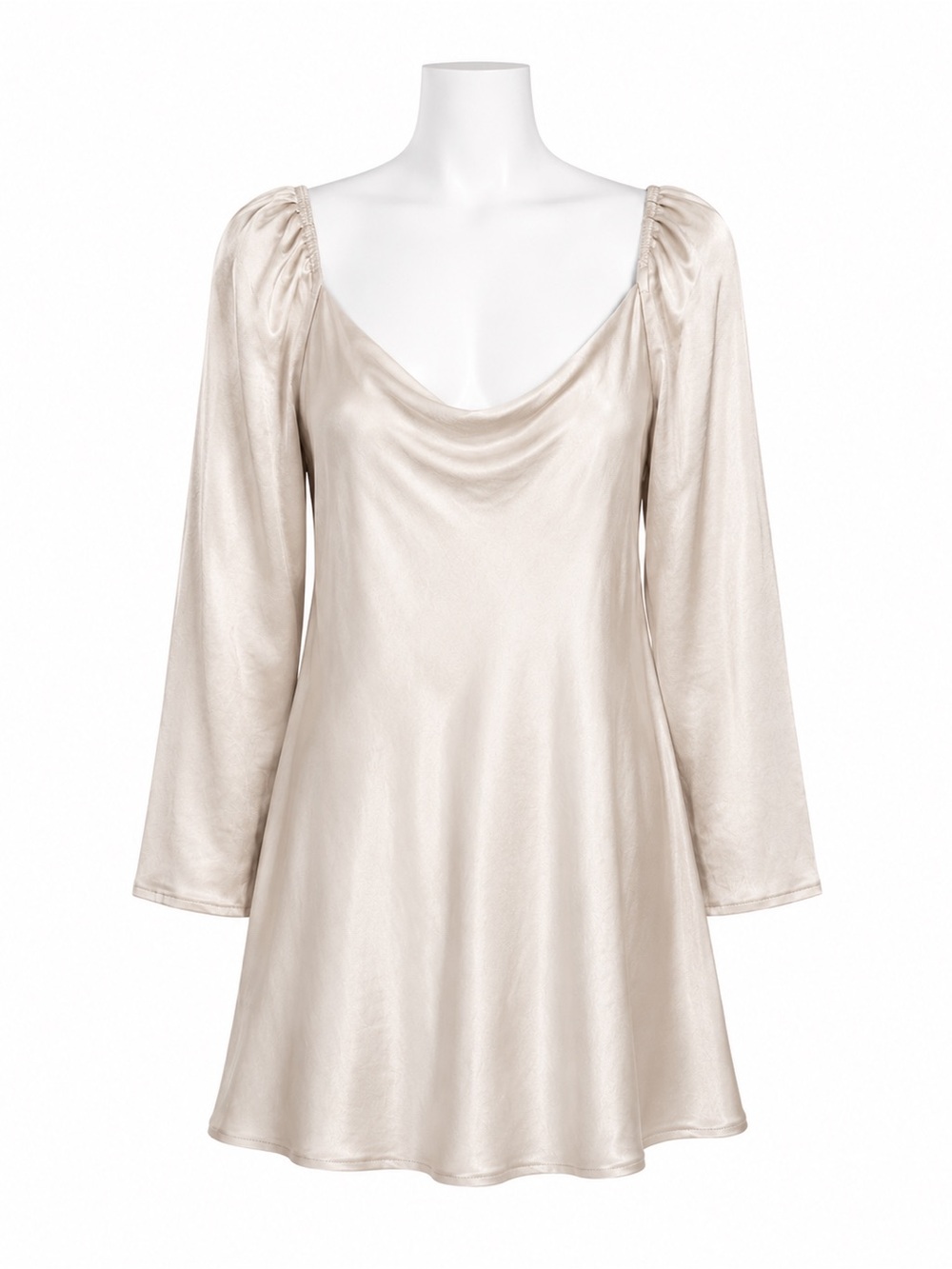 Size 10 Princess Polly Champagne Satin Cowl Neck Mini Dress